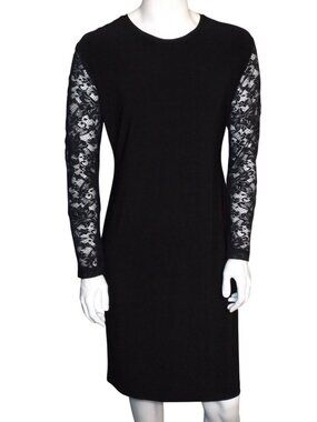 Norma KAMALIKULTURE Dress, XL, Black, Lace Long sleeve, Knee length, stretch